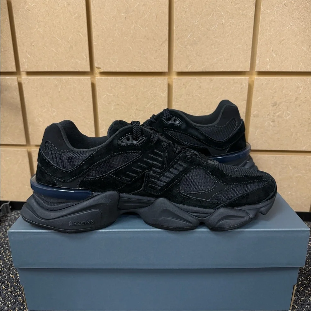 New Balance 9060 Triple Black Athletic Shoes - Picture 2 of 4